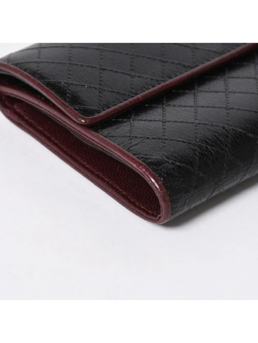 Chanel Bicolor Wallet CC Logo Calfskin Black Bordeaux Silver